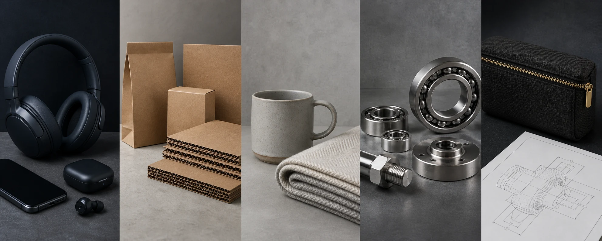 Consumer electronics, packaging, home products, industrial components and a custom product